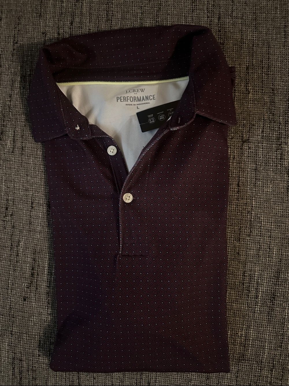 J. Crew Performance Polo in Deep Plum with Micro Dot